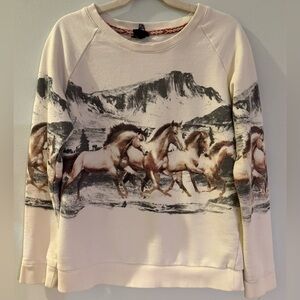 Art Class, Girl’s Wild Horses Sweatshirt, Western Boho Theme, Size 10/12